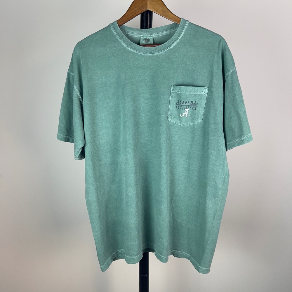 Comfort Colors Alabama Outfitters Trout Graphic Pocket T-Shirt XL Seafoam Green